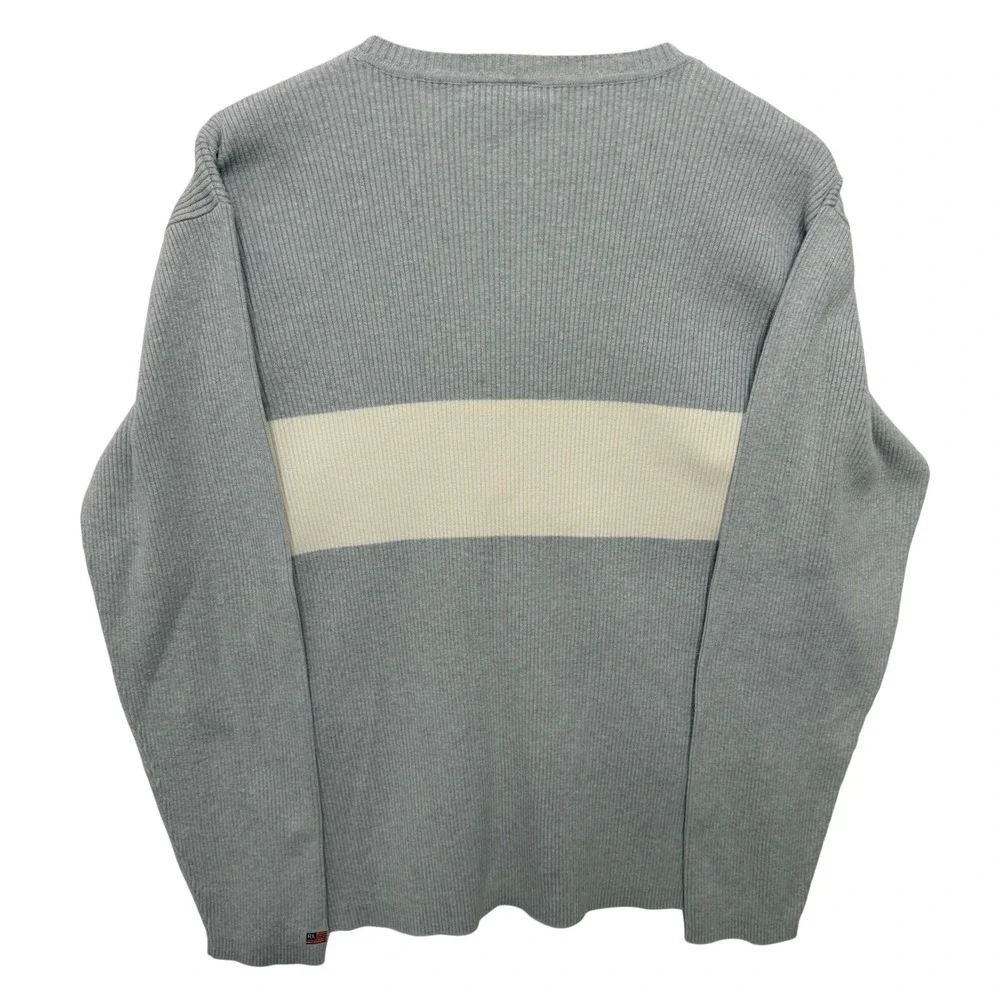 Vintage‎ Japan Polo Jeans Co Ralph Lauren Sweater Mens L Grey Ribbed Knit Stripe